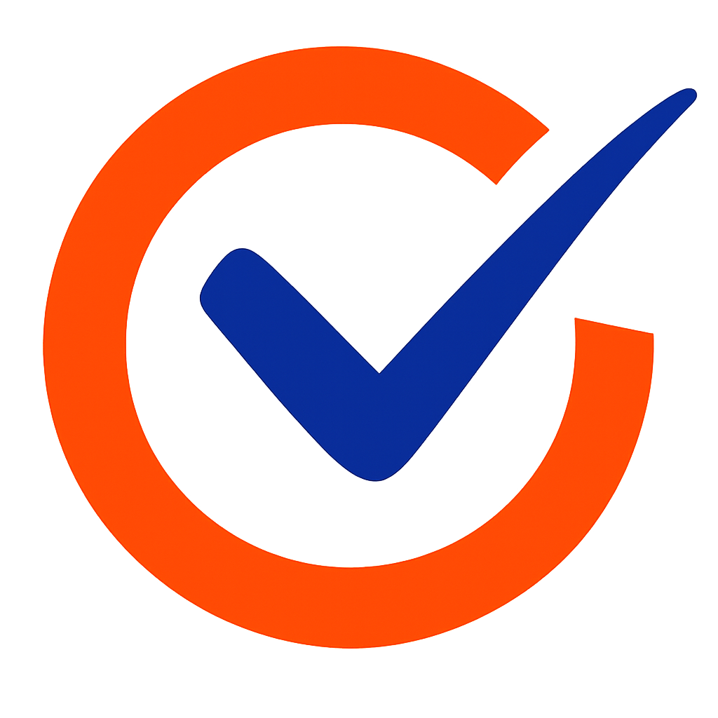 Favicon de Consilia. Lettre C orange avec uen coche bleue moderne
